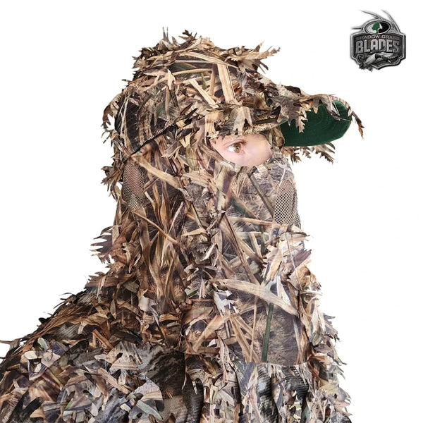 2-in-1 FRONT Leafy Face Mask and Camo Hat (Adjustable,OSFM)