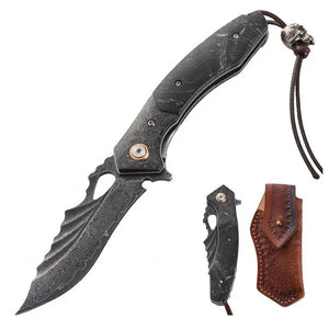 Condor VG10 Japanese Damascus Pocket Knife with Stained Maple Burl handle