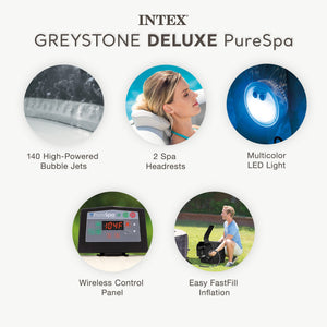 Intex PureSpa Plus Inflatable Square Hot Tub Spa with Maintenance Accessory Kit