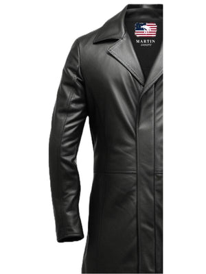 Men’s Black Long Leather Coat