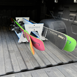 PRE-ORDER Special Edition White/Blue: TRAPSKI All Mountain/Race/XC Ski and Standard Stance Snowboard Rack