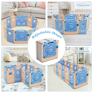 18-Panel Foldable Baby Playpen Kids Activity Center with Lockable Door