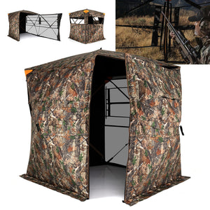 3-4 Person Hunting Blind 270° See-Through Pop-up Ground Blind with Full-Open Swing Door