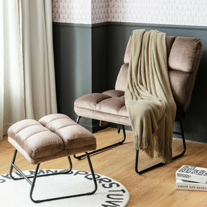 Velvet Massage Recliners with Ottoman Remote Control and Side Pocket-Brown