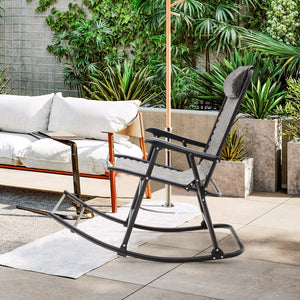 Outdoor Patio Camping Lightweight Folding Rocking Chair with Footrest