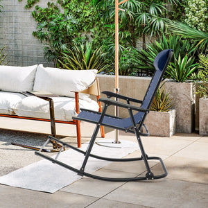 Outdoor Patio Camping Lightweight Folding Rocking Chair with Footrest