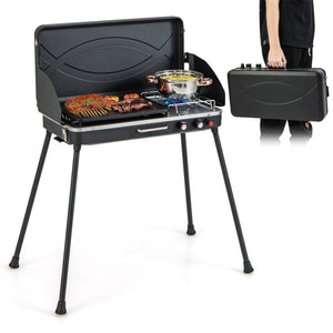 2-in-1 Gas Camping Grill and Stove with
