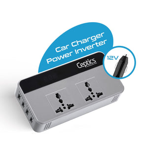 Ceptics 200W Car Power Inverter Charger with Digital Display and SmartVoltage™ Technology (PI-200W4U) - TRAPSKI