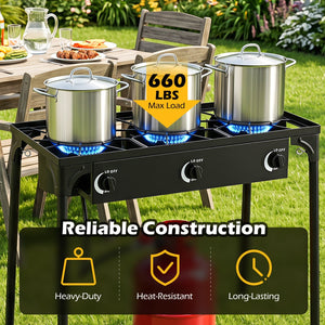 3 Burner Propane Stove 240000 BTU Outdoor Camping Grill