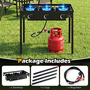 3 Burner Propane Stove 240000 BTU Outdoor Camping Grill
