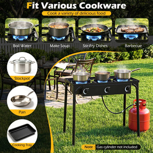 3 Burner Propane Stove 240000 BTU Outdoor Camping Grill