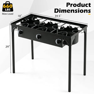 3 Burner Propane Stove 240000 BTU Outdoor Camping Grill