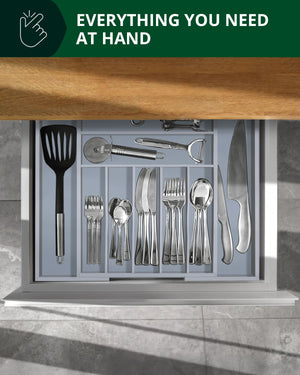 Silverware Drawer Organizer, Gray (9 Slots)