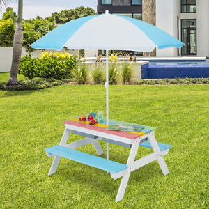 3-in-1 Kids Outdoor Picnic Water Sand Table with