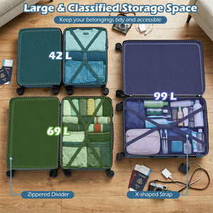 3-Piece Hardside Luggage Set (20/24/28 Inch) Lightweight with 3-Digital Lock