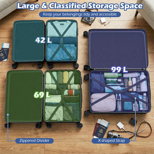 3-Piece Hardside Luggage Set (20/24/28 Inch) Lightweight with 3-Digital Lock