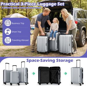 3-Piece Hardside Luggage Set (20/24/28 Inch) Lightweight with 3-Digital Lock