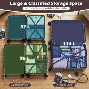 3-Piece Hardside Luggage Set 20/24/28 Inch Lightweight Hardside Suitcases