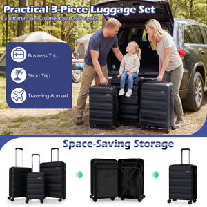 3-Piece Hardside Luggage Set 20/24/28 Inch Lightweight Hardside Suitcases