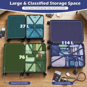 3-Piece Hardside Luggage Set 20/24/28 Inch Lightweight Hardside Suitcases