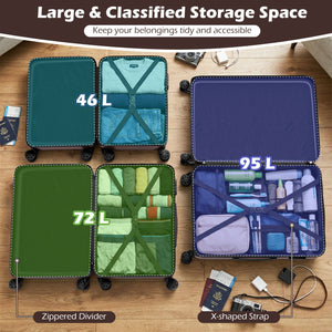 3-Piece Hardside Luggage Set Lightweight Hardside Suitcases with 8-Spinner Wheels