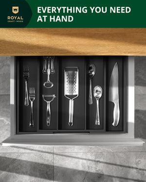 Utensil Drawer Organizer, Black (5 Slots)