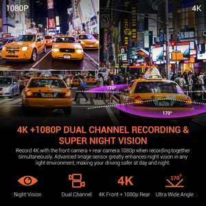 Rexing V1P 4K Dual Channel Dash Cam 4K+1080p with Wi-Fi