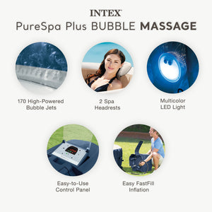 Intex PureSpa Plus Inflatable Bubble Jet Hot Tub & Slip Resistant Seat (4 Pack)