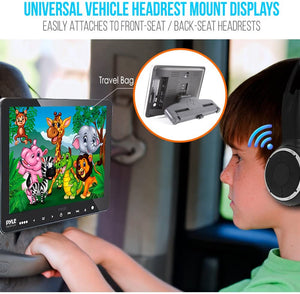 Pyle Portable 9.4" Car Headrest DVD TV Player with Wireless Headphones (2 Pack)