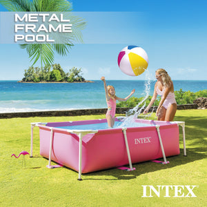 Intex 84" x 23.62" Outdoor Rectangular Frame Above Ground Swimming Pool, Pink