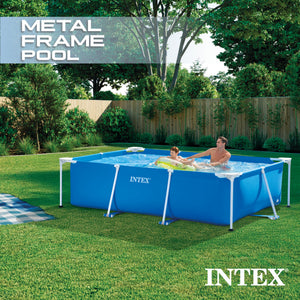Intex 8.5ft x 26in Rectangular Frame Above Ground Backyard Swimming Pool, Blue