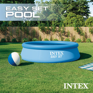 Intex 10ft Round Swimming Pool Cover & Easy Set 10ft x 30in Inflatable Pool
