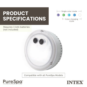 Intex PureSpa Battery Powered Multi-Colored LED Light for Spas and Hot Tubs