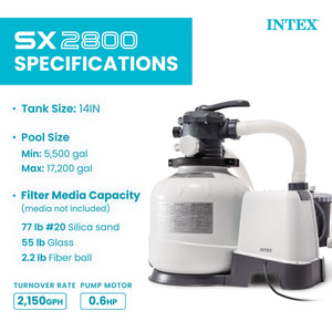 Intex 26647EG 2800 GPH Sand Filter Pump with Automatic Timer