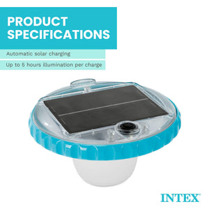 Intex 28690E Solar Powered LED Floating Pool Night Light, Auto On Color Changing