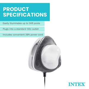 Intex Underwater Multi Color LED Magnetic Above Ground Swimming Pool Wall Light