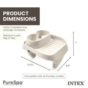 Intex PureSpa Attachable Cup Holder for Spa Walls, Pool & Hot Tub Accessory, Tan