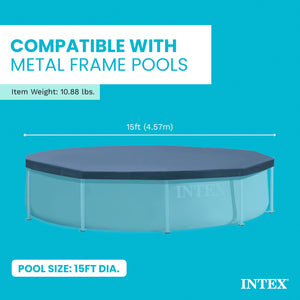 Intex 28032E 15 Foot Round Above Ground Swimming Pool Cover, (Pool Cover Only)