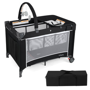 3-in-1 Portable Baby Crib and Playpen with Changing Table