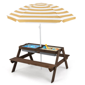 3-in-1 Kids Outdoor Picnic Water Sand Table with