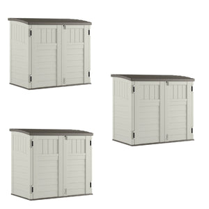 Suncast 3 Door Locking System Horizontal Storage Shed Stow Away, Ivory (3 Pack)