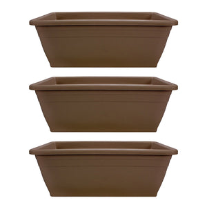 HC Companies 12-Inch Outdoor Plastic Deck Flower Planter Box, Chocolate (3 Pack)