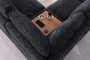 Celine - Fabric Corner Sectional Sofa With Right-Facing Chaise, Cupholders, And Charging Ports