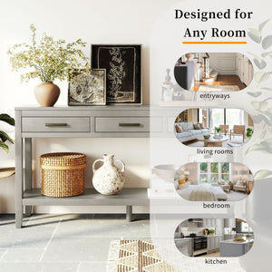 U_STYLE 59.1'' Farmhouse Entryway Table with 3 Drawers