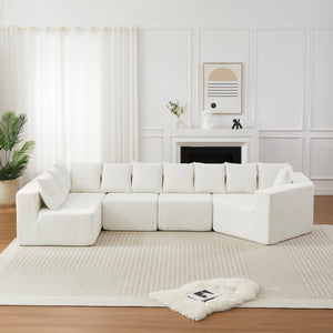 151.6-Inch Extra-Large L-Shaped Chenille Sectional Sofa