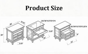 28" Wood Nightstand with Charging Station