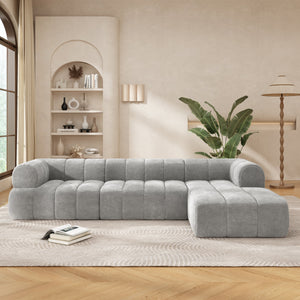 122" Modern L-Shaped Sectional Sofa with High-Density Foam and Chaise Lounge