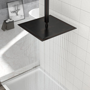 16" Square Rainfall Shower Head Fixed Wall Mount With Full Body Coverage & Self Cleaning Silicone Nozzles