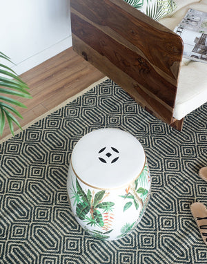 13x13x18 Ceramics Garden Stool Jungle-Themed Accent Side Table