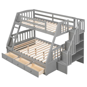 Bunk Bed With Drawers, Ladder And Storage Staircase